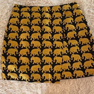 J. Crew Black and Gold Elephant Mini Skirt
